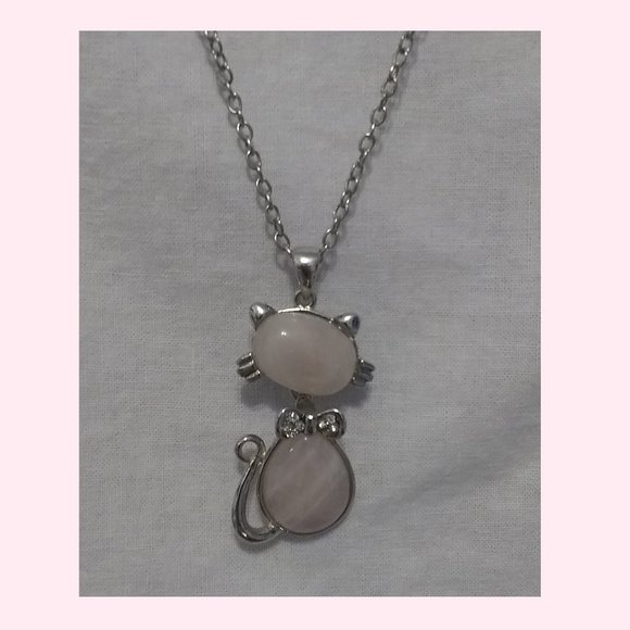 Rose Quartz Cat Necklace - Picture 1 of 5